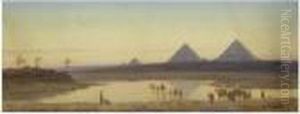 Travellers Before The Pyramids, Egypt by Charles Vacher