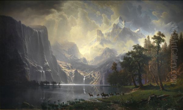 Among The Sierra Nevada Mountains California by Albert Bierstadt