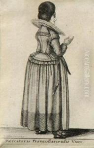 Two Female Figures In Period Clothing by Hollar Vaclav