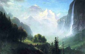 Staubbach Falls Near Lauterbrunnen Switzerland