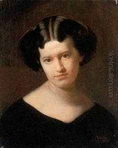 Portrait Of The Countess Anna Niczky Signed And Dated Barabas 1893 by Miklos, Nikolaus Vadasz