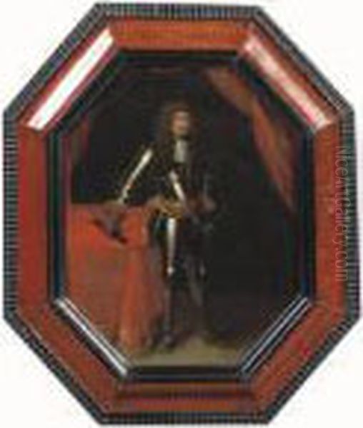 Portrait Of A Nobleman, Said To Be Ernst August, Herzog Von Braunschweig, Full-length, In Armour, Standing Beside A Draped Table Holding A Stick - view 1