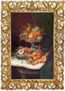 Prunkstilleben Mit Trauben, Pfirsichen Und Birnen by Louis David Vaillant