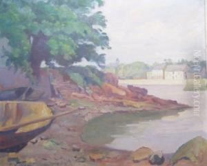 Paysage Bord Du Lac by Pierre Vaillant