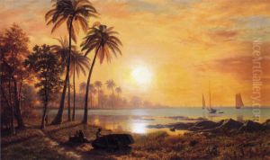 Tropical Landscape With Fishing Boats In Bay
