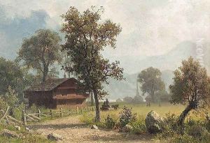 Sommerliche Landschaft mit Bauernhaus