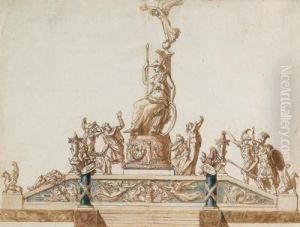 Design For A Historic Monument With Minerva by Luigi Valadier