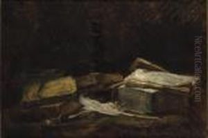 Nature Morte Aux Livres Et A La Plume by Jules Emmanuel Valadon
