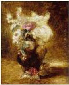 Vase De Fleurs Ou Roses De Noel by Jules Emmanuel Valadon