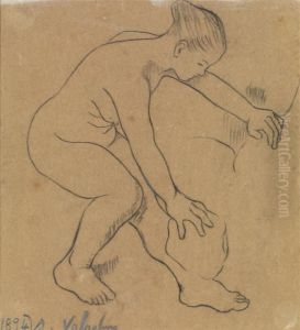Catherine Nue S'essuyant La Jambe by Suzanne Valadon