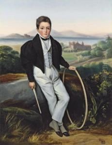 Portrait Of A Boy, Presumed To Be Ferdinand Marie De Savoie, Comte De Savoie by Alexis Leon Louis Valbrun