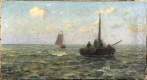 Pecheur En Pleine Mer by Leon Valckenaere