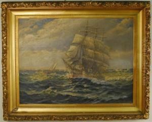 Square Rigger At Sea