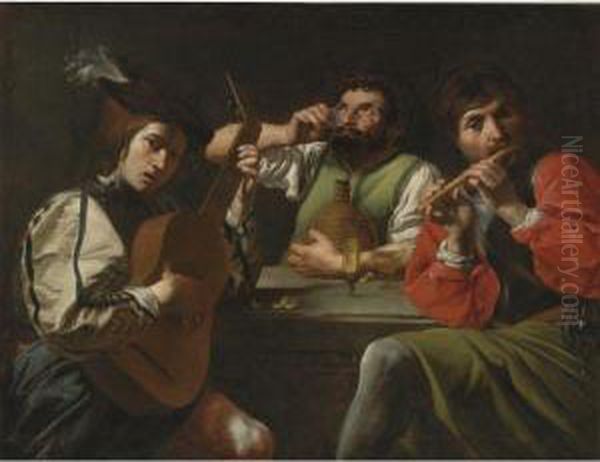Musicians And Drinkers In An Interior - view 1