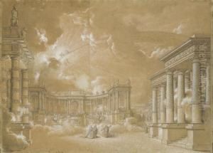 Une Representation Theatrale Avec Zeus Et Apollon Dans Un Decorantique by Francois Valentin