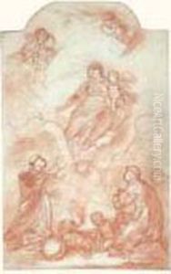 La Vierge A L'enfant Donnant Un Rosaire A Saint Dominique