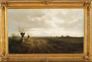 Paesaggio Della Pianura Padana Con Sentiero E Viandanti by Gottardo Valentini