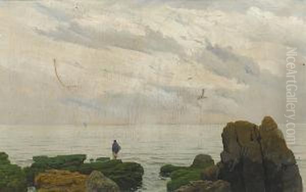 Figure On A Rocky Shore, Near San Vicente,chile - view 1