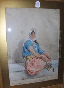 Portrait Of A Woman Holding Pots And A Ladlesigned Portrait Of A Woman Holding Pots And A Ladlesigned