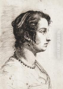 Head Of A Woman In Profile by Gianluigi Valesio