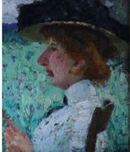 'gabriella' Portrait Of The Artists Wife by Adolphe Pierre Valette