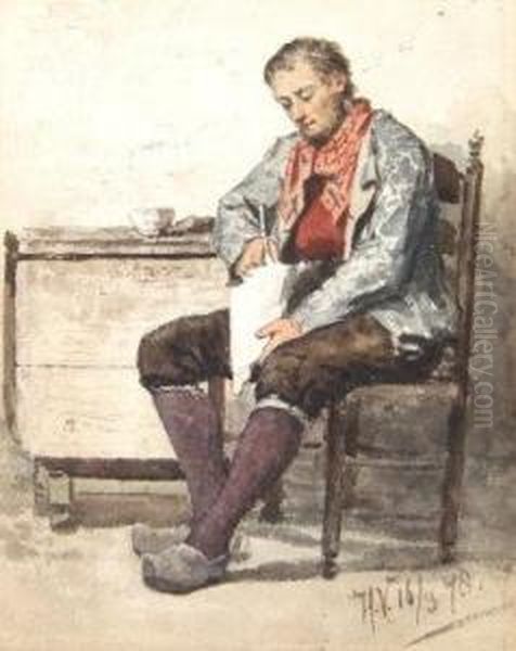 A Man Filling His Pipe - view 1