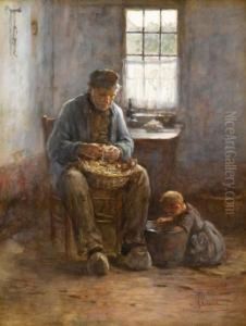 Peeling Potatoes by Hendrik Valkenburg
