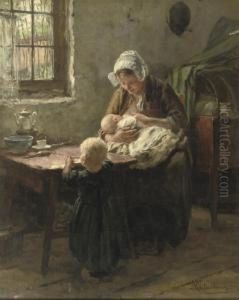 Feeding The Baby by Hendrik Valkenburg