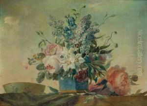 Fleurs Dans Un Vase En Porcelaine Bleue by Anne Vallayer-Coster