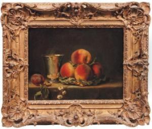 Nature Morte Aux Peches Et Gobeletd'argent