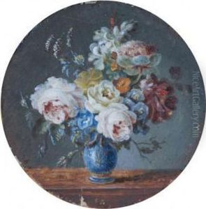 Bouquet De Fleurs Dans Un Vase Bleu