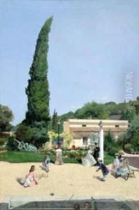 Ninos Jugando En Villa Romana. by Lorenzo Valles