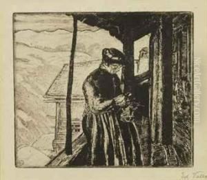 Femme Tricotante by Edouard Vallet