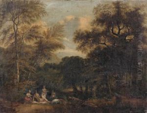 Paysanne Et Jeune Fille Dans La Campagne by Jacques Antoine Vallin