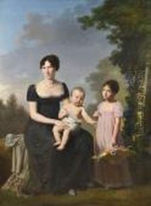 Portraits D'elisa Bonaparte Et Les Enfants Princiers by Jacques Antoine Vallin
