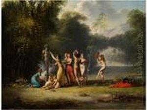 Arkadische Landschaft Mit Tanzreigen Um Eine Hermenbuste by Jacques Antoine Vallin