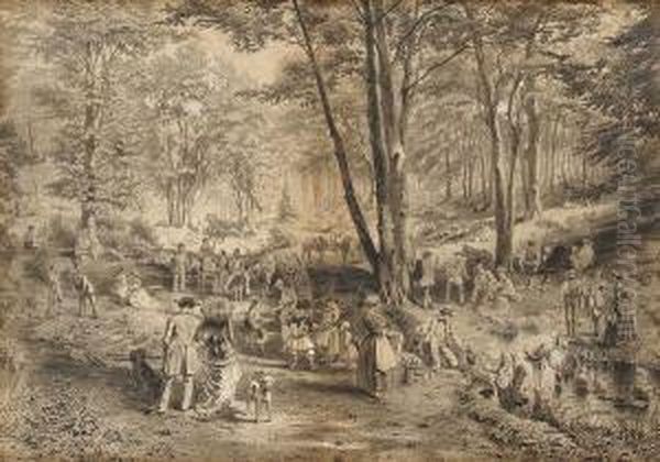 Foret De Fontainebleau, Un Dejeuner D'artistes Dans Les Fosses Rouges - view 1