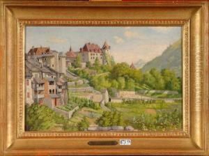 Vue D'un Village En Suisse by Paul Aime Vallouy