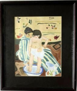 Madre Lavando Los Pies A Su Hijo by Pedro Valls