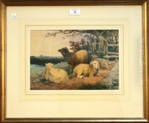 Study Of Sheep Near A Stile, Windsor Castle In The Distance