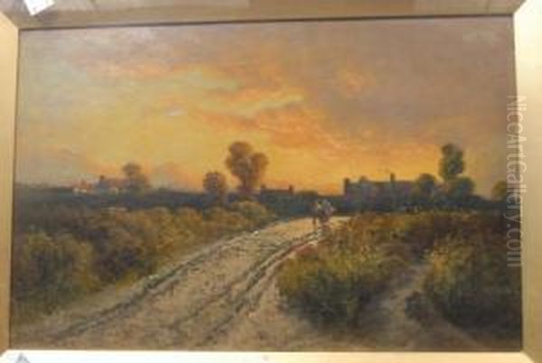 Figures On A Path At Sunset - view 1