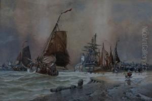 Dutch Scene With Small Ships Dutch Scene With Small Ships