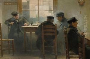 Tavern Interior With Men Smoking Pipes by Florimond Van Acker