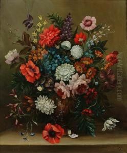 A Still Life Of Flowers On A Stone Ledge by Jacob Van Aelst