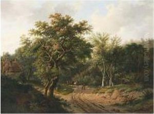 Travellers On A Path In A Wooded Landscape Travellers On A Path In A Wooded Landscape