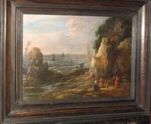 Landscape At Sea With Peasants And Ships