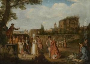 Charlatans Sur Un Marche Devant Un Village by Joseph van Aken