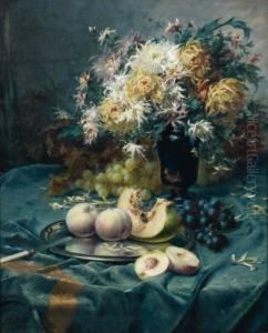 Nature Morte Aux Dahliast Aux Fruits