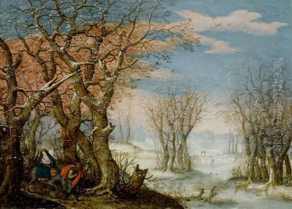 Winter Landscape With The Flight Into Egypt by Denys Van Alsloot