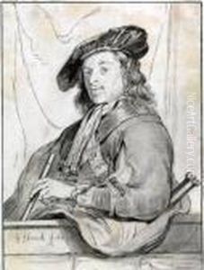 Sitzender Mann Mit Mutze Und Bandelier, Die Flinte Haltend. by Cornelis Ploos Van Amstel